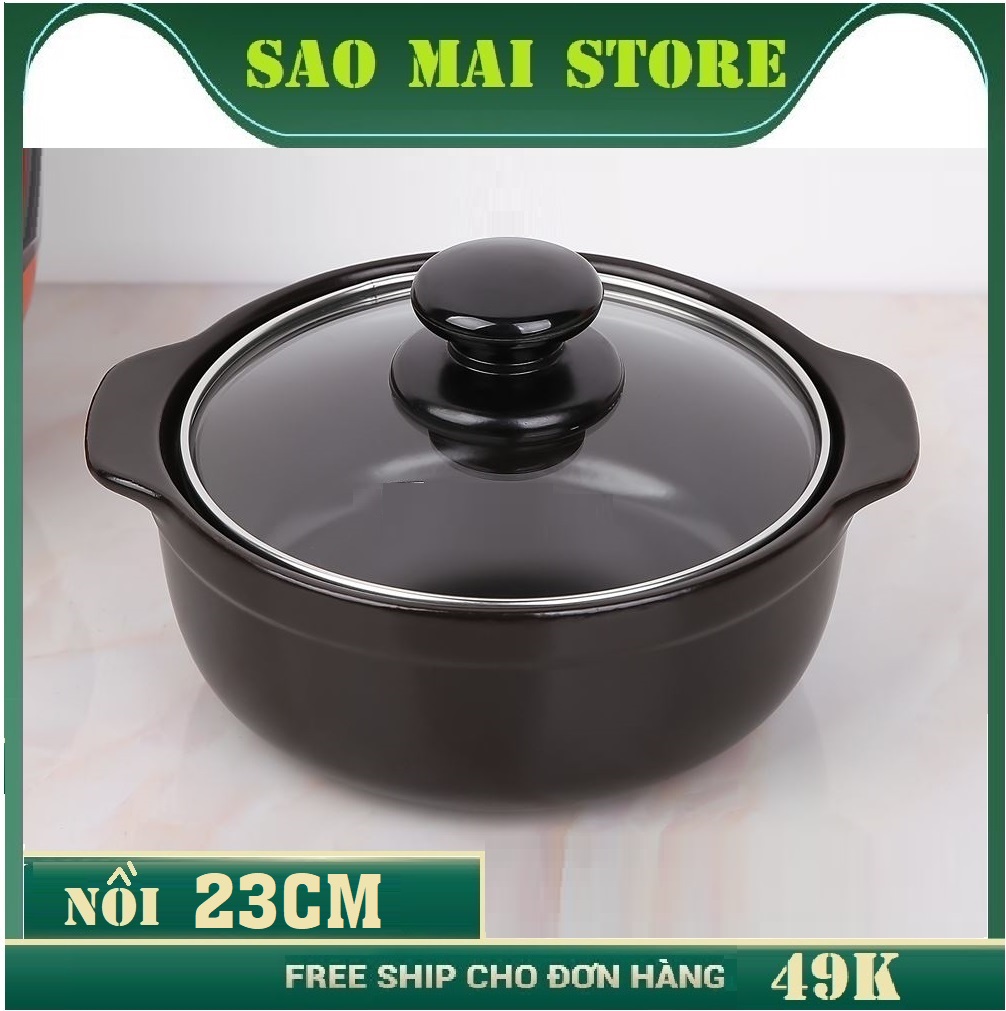 Nồi Đất Nắp Kính (Đỉnh 8 size 23cm). Nồi Chuyên Kho Cá Kho Tộ Mỳ Cay.... Giữ Nóng Được Lâu