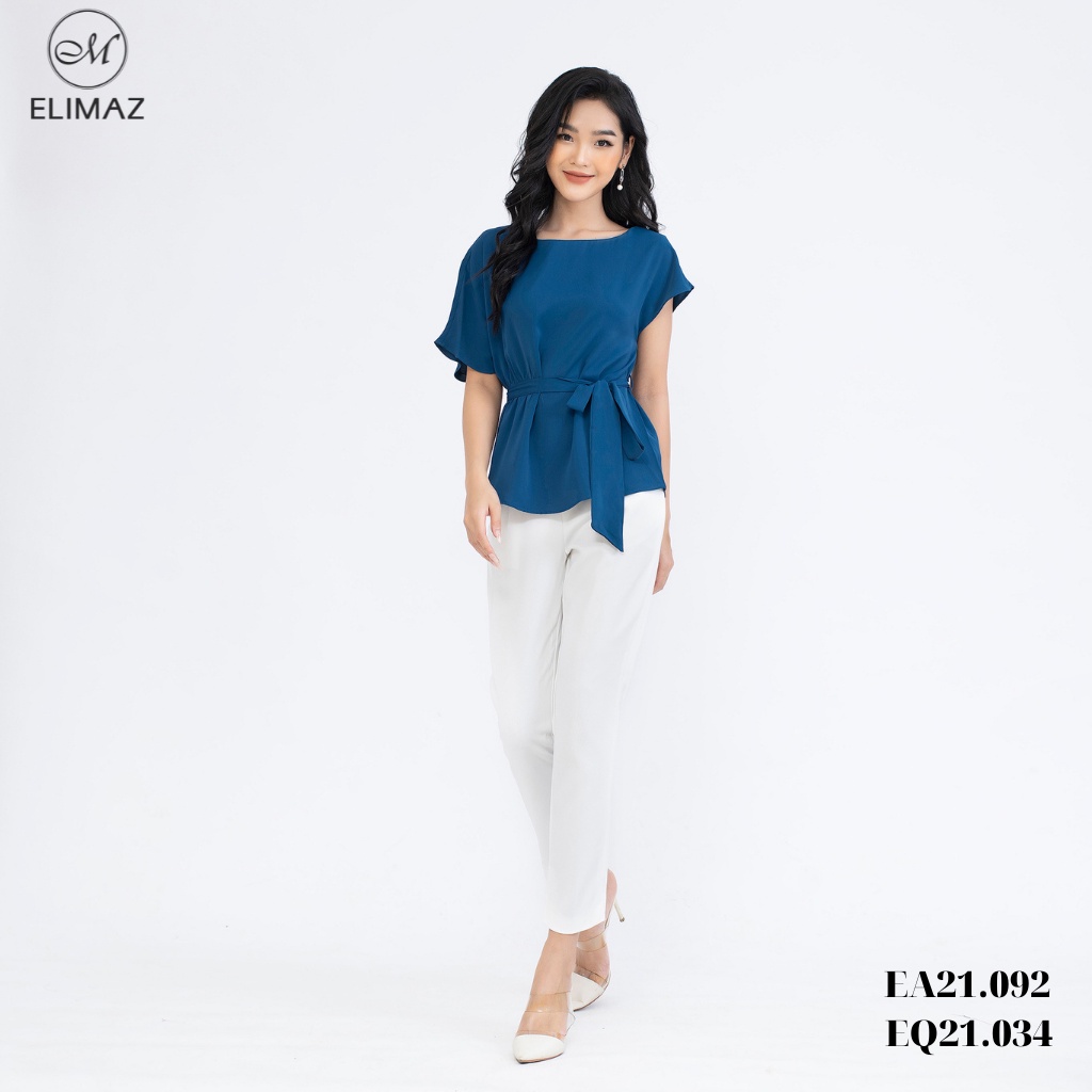 Áo sơ mi nữ công sở Elimaz trơn cánh rơi đai eo EA21.092