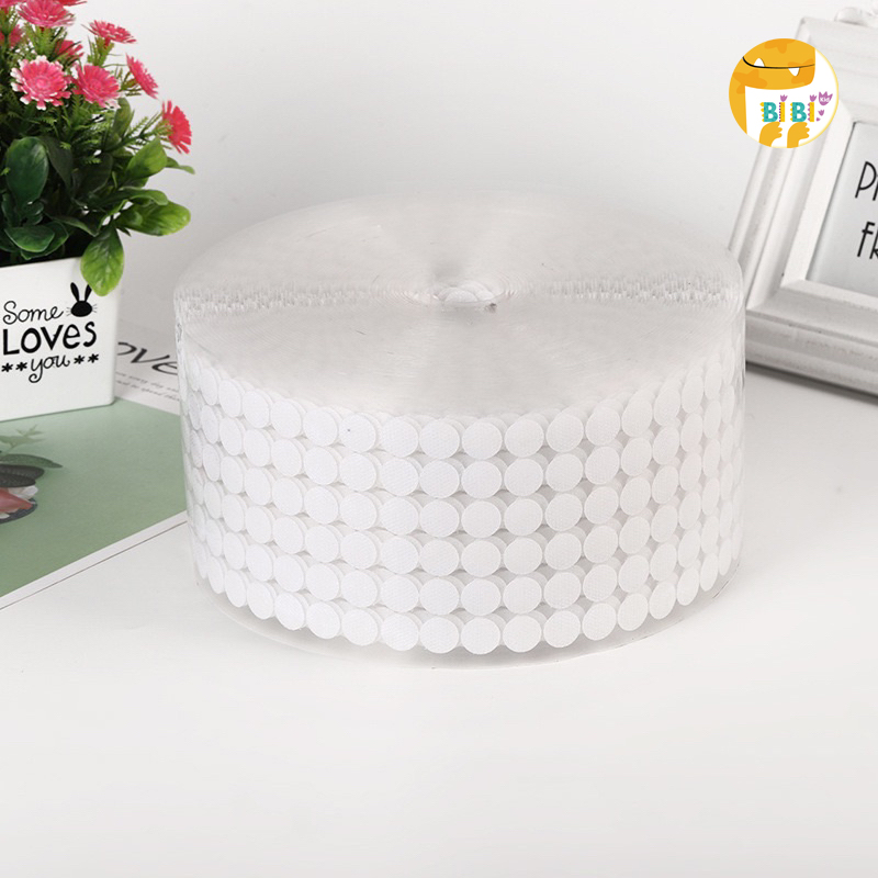 50 cặp miếng dán bổ sung học liệu băng dính gai velcro tròn, khóa nhám có sẵn keo dán 1cm