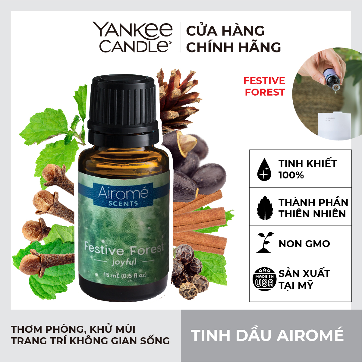 Tinh dầu Airomé Yankee Candle - Festive Forest Scents 15ml