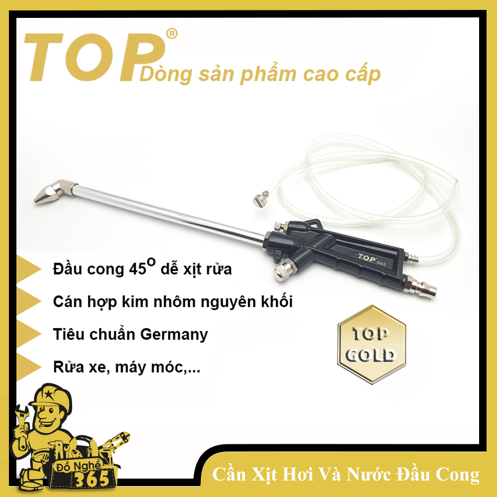 Xịt hơi và nước cao cấp hiệu TOP Gold, cần xịt có đầu cong rất tiện lợi trong việc xịt rửa vệ sinh thiết bị máy móc bị bám bụi vệ sinh máy lạnh gầm xe rất tiện dụng