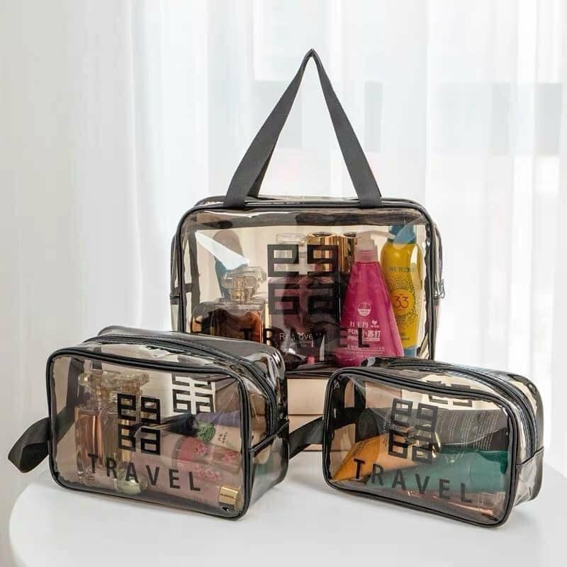 Set 3 túi đựng mý phẩm, túi đựng mỹ phẩm du lịch, túi đựng mỹ phẩm trong suốt, túi đựng đồ trang điểm, túi đựng đồ trang điểm cá nhân, túi đựng mỹ phẩm chống nước, túi đựng mỹ phẩm mini