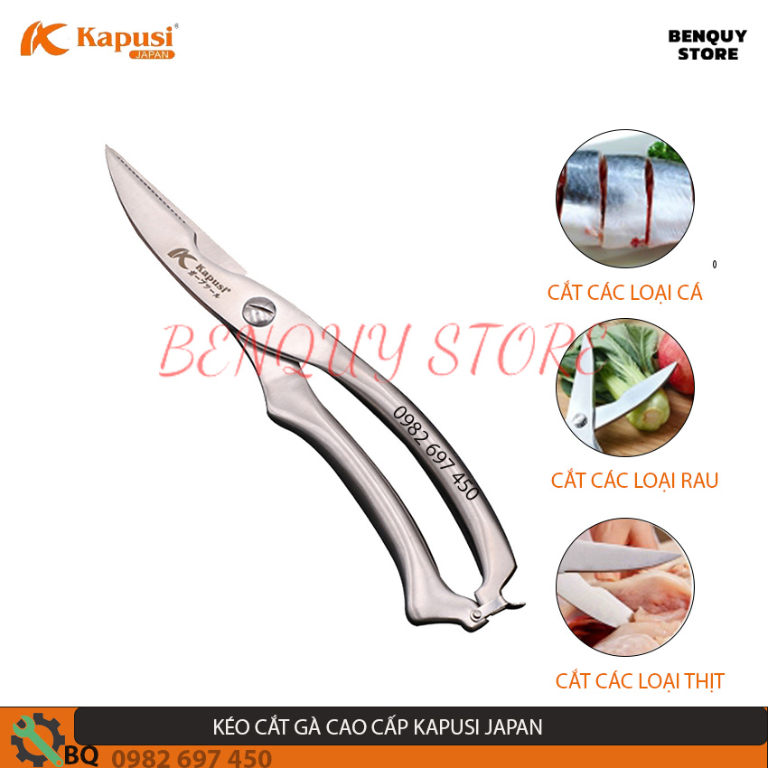 Kéo cắt đa năng cao cấp - kéo cắt thược phẩm kapusi japan 1oinch/25cm k - 8624. kéo căt gà siêu sắc, siêu khỏe, siêu tện