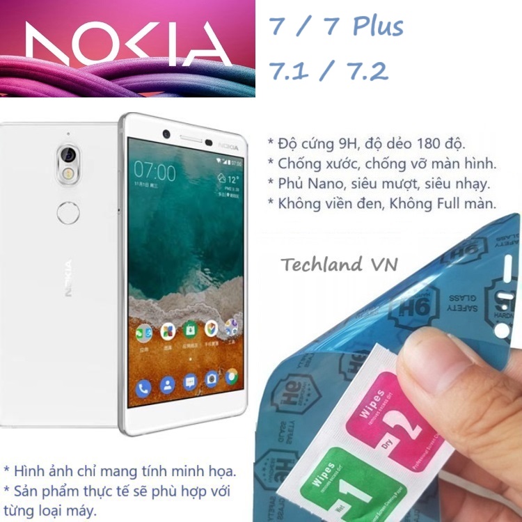 Cường Lực Phủ Nano Nokia 7 / 7 Plus / 7.1 / 7.2 - Trong Suốt, Không Full Màn, Không Viền Đen