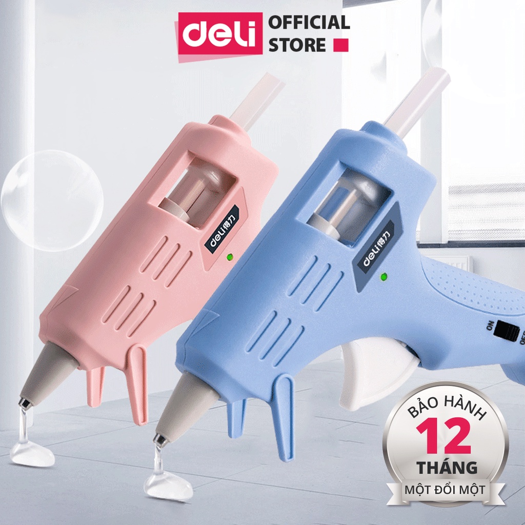  Súng Bắn Keo Nến Silicon Deli 20W - TẶNG KÈM KEO MÀU An Toàn Nhỏ Gọn Dễ Sử Dụng - DL390021 DL390022 