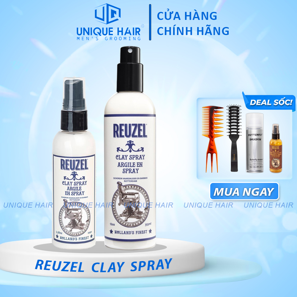 Xịt tạo phồng reuzel clay spray 355ml & 100ml - new 2024 + quà tặng