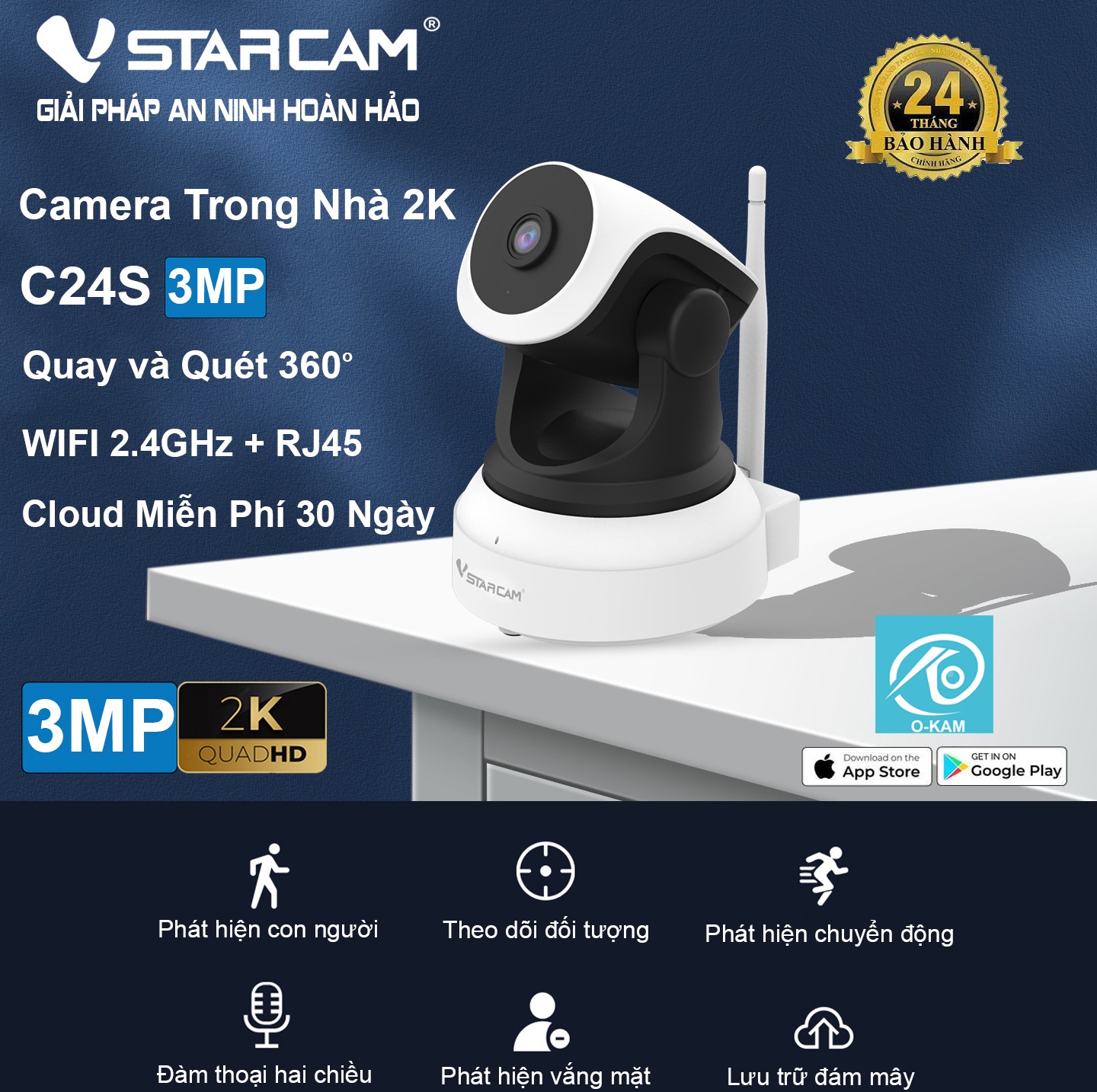 Camera ip wifi starcam c24s 3mp robo chính hãng