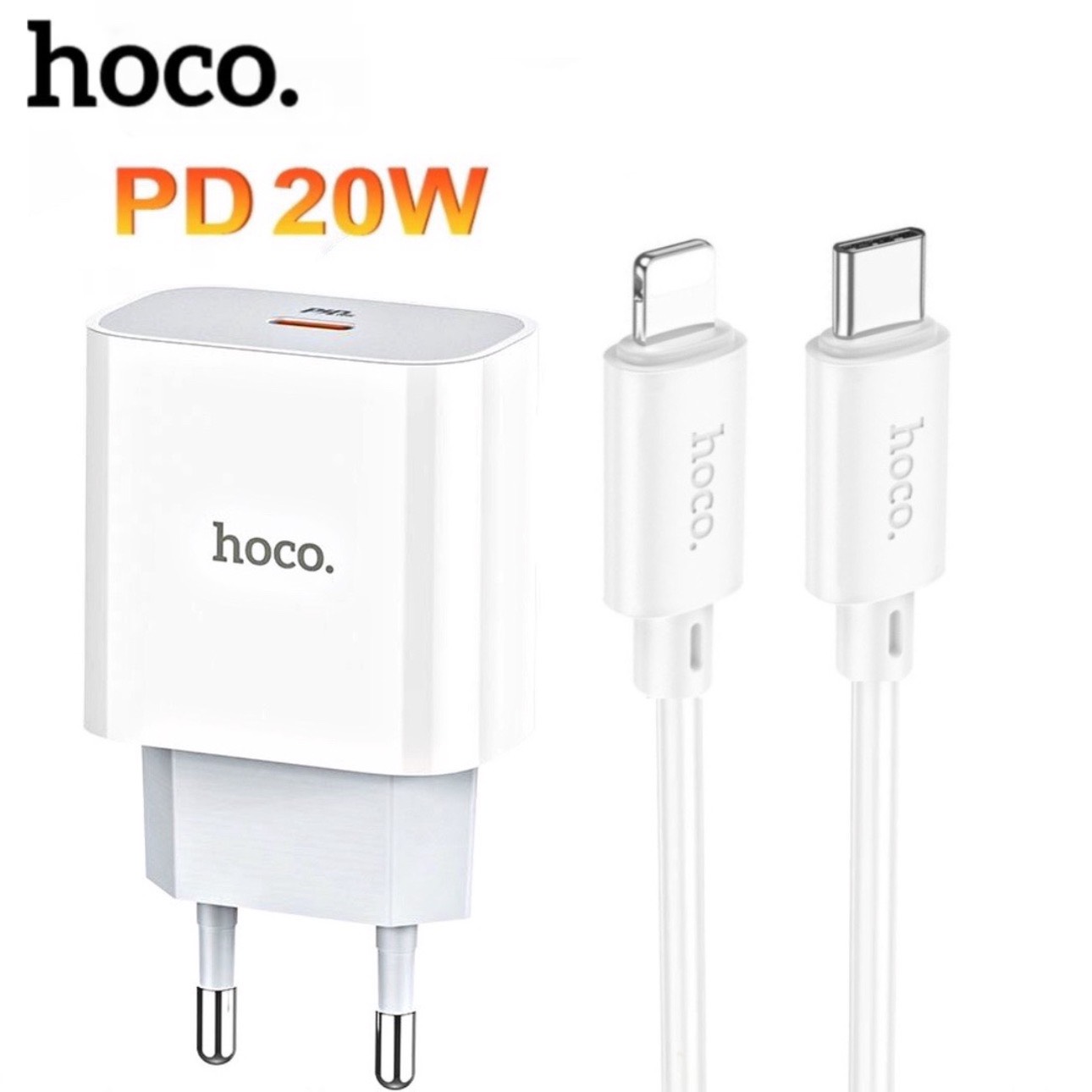 Bộ sạc nhanh iphone 20w chính hãng HOCO - Củ sạc ip tiêu chuẩn pd20w cho ip 14 15 13 12 11 xsmax ..