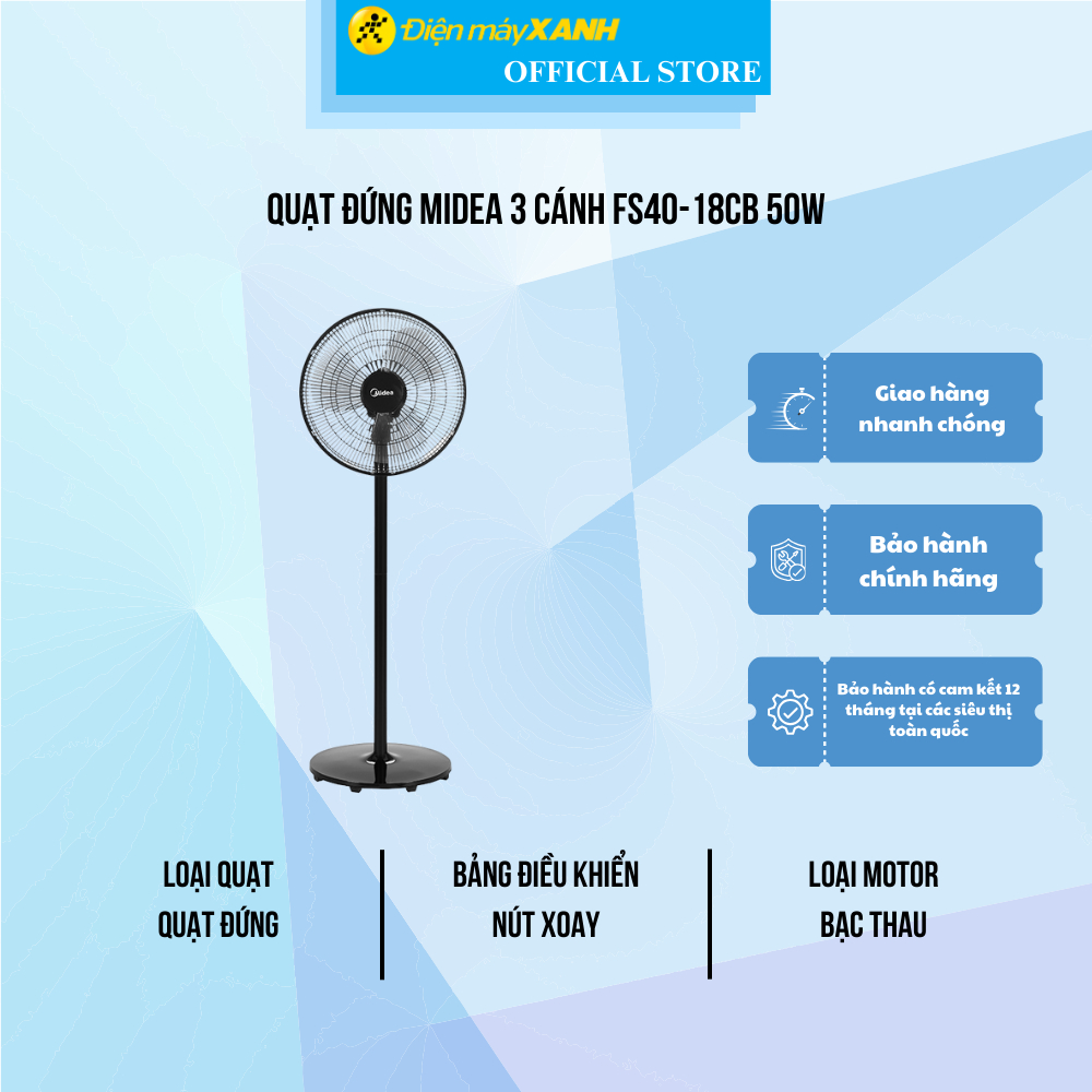 Quạt đứng Midea FS40-18CB Đen