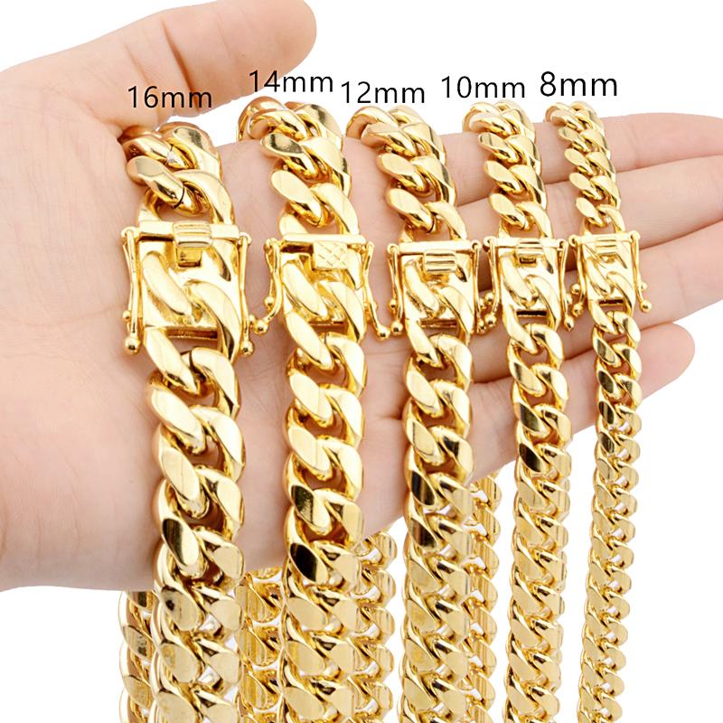 Dây chuyền nam bằng titan kiểu xoắn dẹp trơn mạ 18k rộng 14mm khóa hộp sang trọng RF76