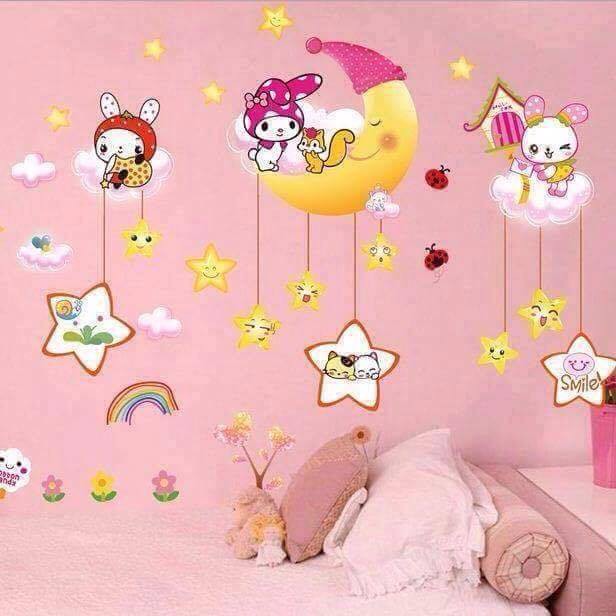 Decal dán tường Chúc bé ngủ ngon tranh dán tường tranh dán tường cho bé CHÚC BÉ NGỦ NGON