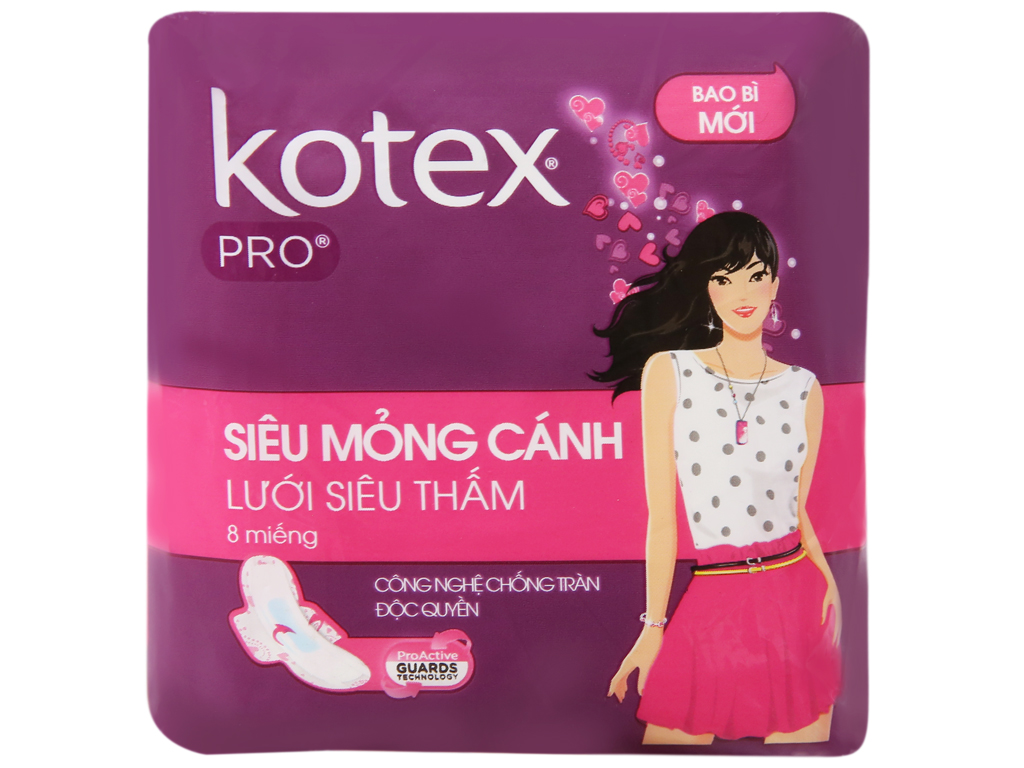 Combo 2 Gói Băng Vệ Sinh Kotex Pro Siêu Mỏng Cánh Lưới Siêu Thấm - Gói 8 Miếng - HSD luôn mới