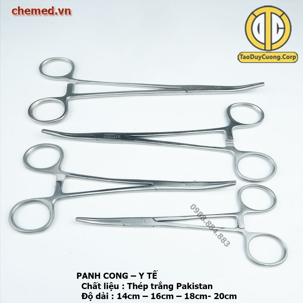 Panh cong y tế có mấu và không mấu thép trắng pakistan dùng trong y tế các size
