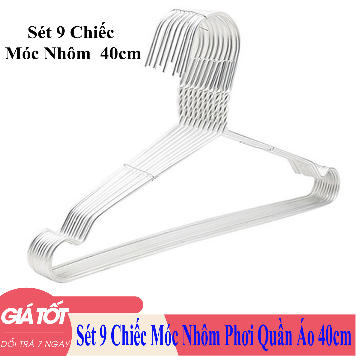 Set 9 móc áo nhôm người lớn-móc treo quần áo- móc nhôm