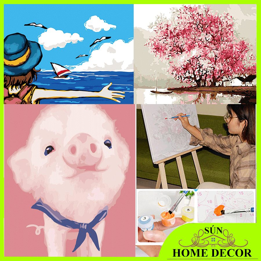 [CÓ KHUNG GỖ- NHIỀU MẪU- ÁP MÃ GIẢM 20K] Tranh sơn dầu số hóa hình động vật, cây cối, màu sắc tươi tắn, tranh tô màu theo số có treo tường trang trí nhà cửa siêu đẹp