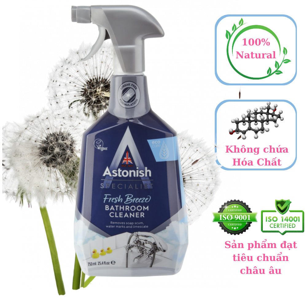 Bình xịt tẩy rửa các thiết bị inox nhà tắm Astonish C6710_750ml