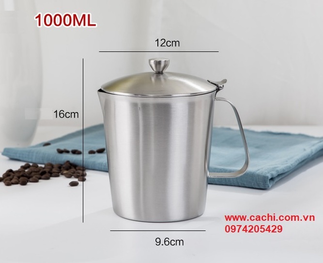 Ca inox chia vạch 1000ml có nắp