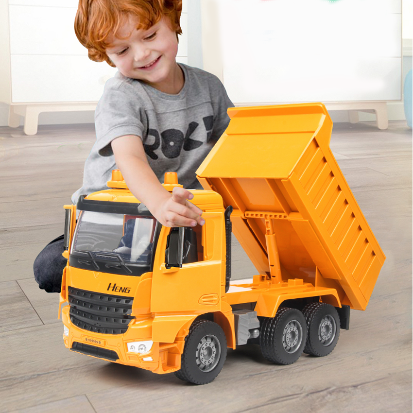 Đồ chơi trẻ em mô hình xe tải ben chở hàng siêu to khổng lồ có đèn và âm thanh xe chạy đẩy trớn