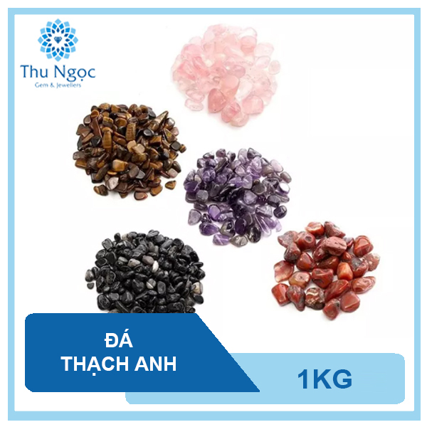 đá thạch anh vụn ngũ sắc 1kg dùng làm đá trang trí hồ cá đá rải nền nhà phụ kiện bể cá cảnh trấn trạch
