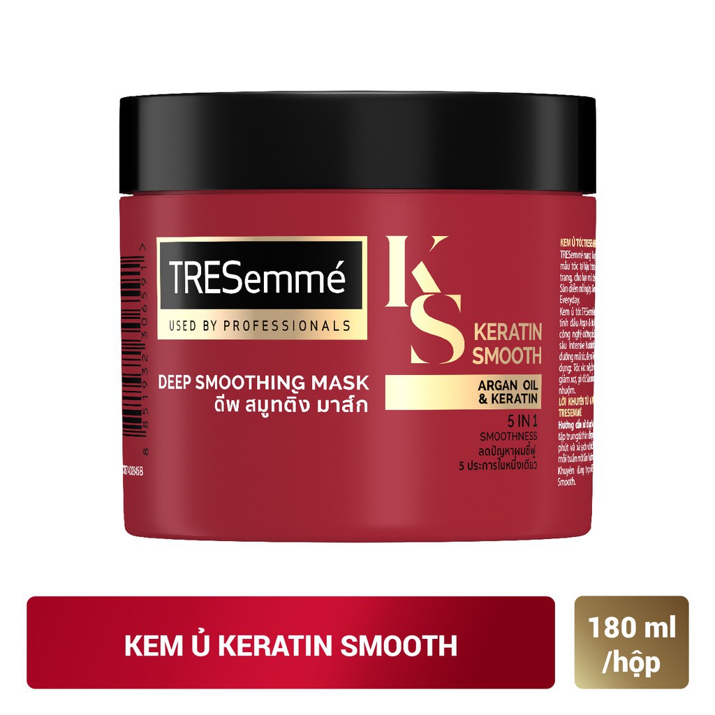 Kem ủ tresemme keratin smooth tinh dầu argan vào nếp suôn mượt 180ml