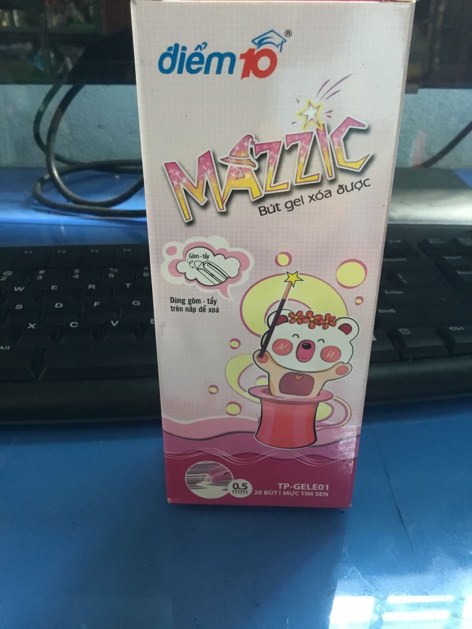 Sỉ chính hãng- hộp 20 bút gel xoá được thiên long điểm 10 tp-gele01 màu tím-shop còn có bút máy xoá được