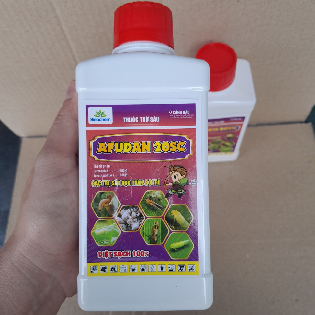 Afudan 20Sc Chai 450ml, Thành phần Carbosulfan 200g/l, ĐẶC TRỪ SÂU ĐỤC THÂN - BỌ TRĨ - RỆP SÁP