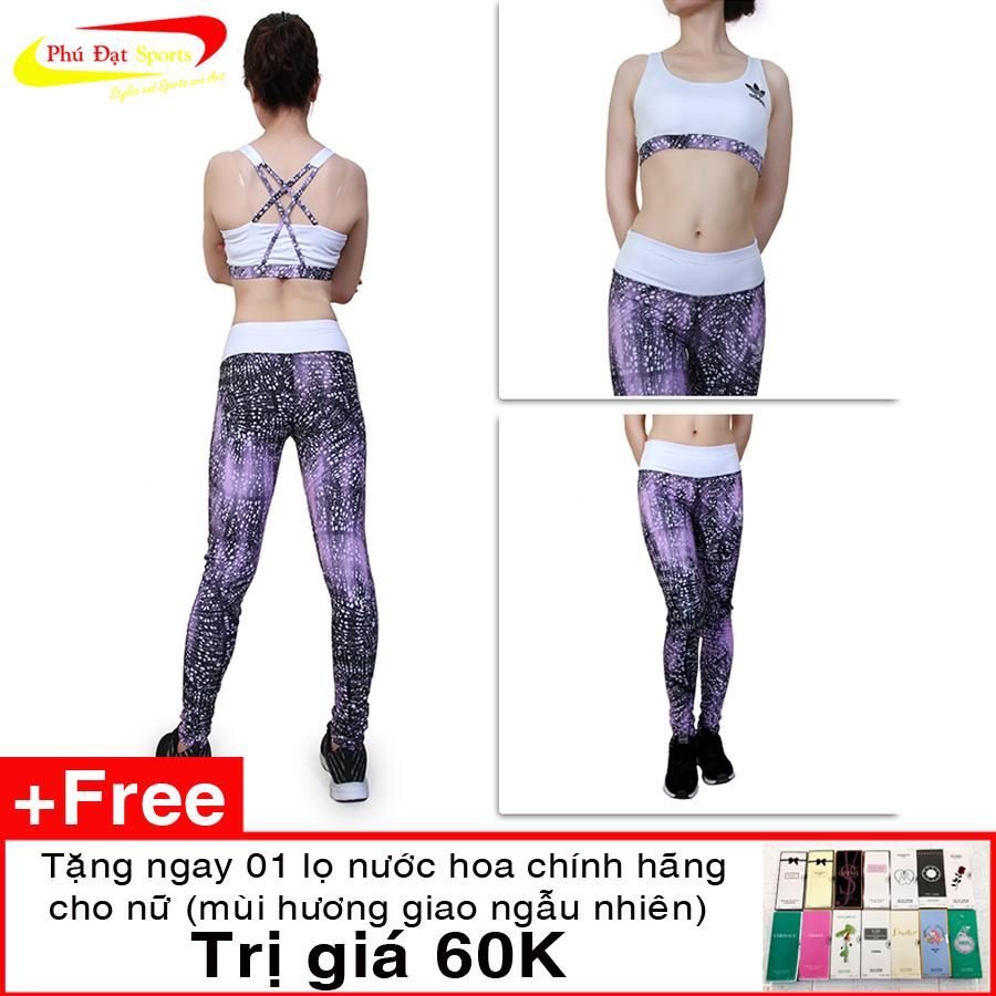 Bộ tập gym nữ, đồ tập gym nữ, đồ tập yoga hàng cao cấp nhập khẩu Under amour  - Yoga Suit Tím DT04