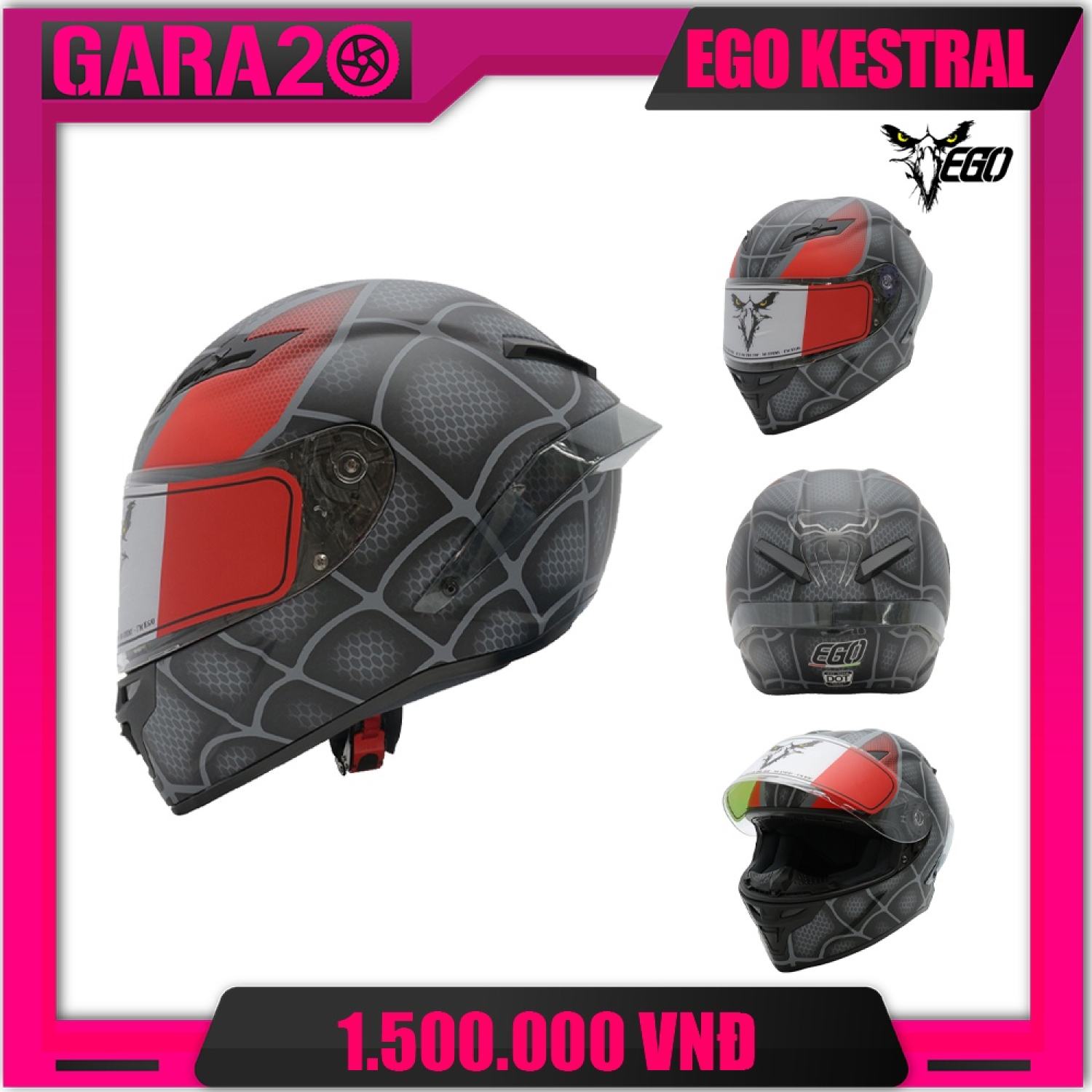 Mũ bảo hiểm fullface ego kestrel - gara20