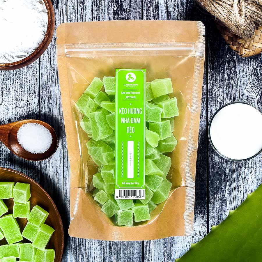 Kẹo hương nha đam dẻo l'angfarm - đặc sản đà lạt 350g/bịch, mẫu kraft 1 mặt trong