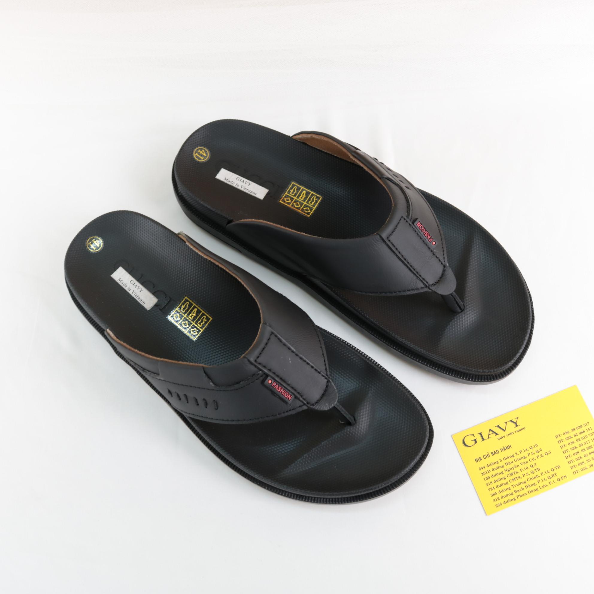 Dép xỏ ngón nam.GIAVY-DU 5793-12(Đen)-Dép kẹp quai da nam