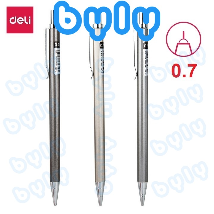 Ship hỏa tốc - bút chì bấm ngòi 0.7mm thân kim loại deli 6491