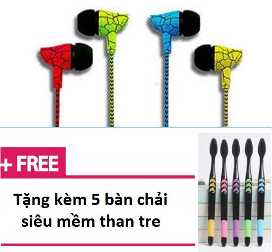 Tai nghe nhét tai LAPU-LPT9 siêu Bass + Tặng 5 bàn chải siêu mềm than tre