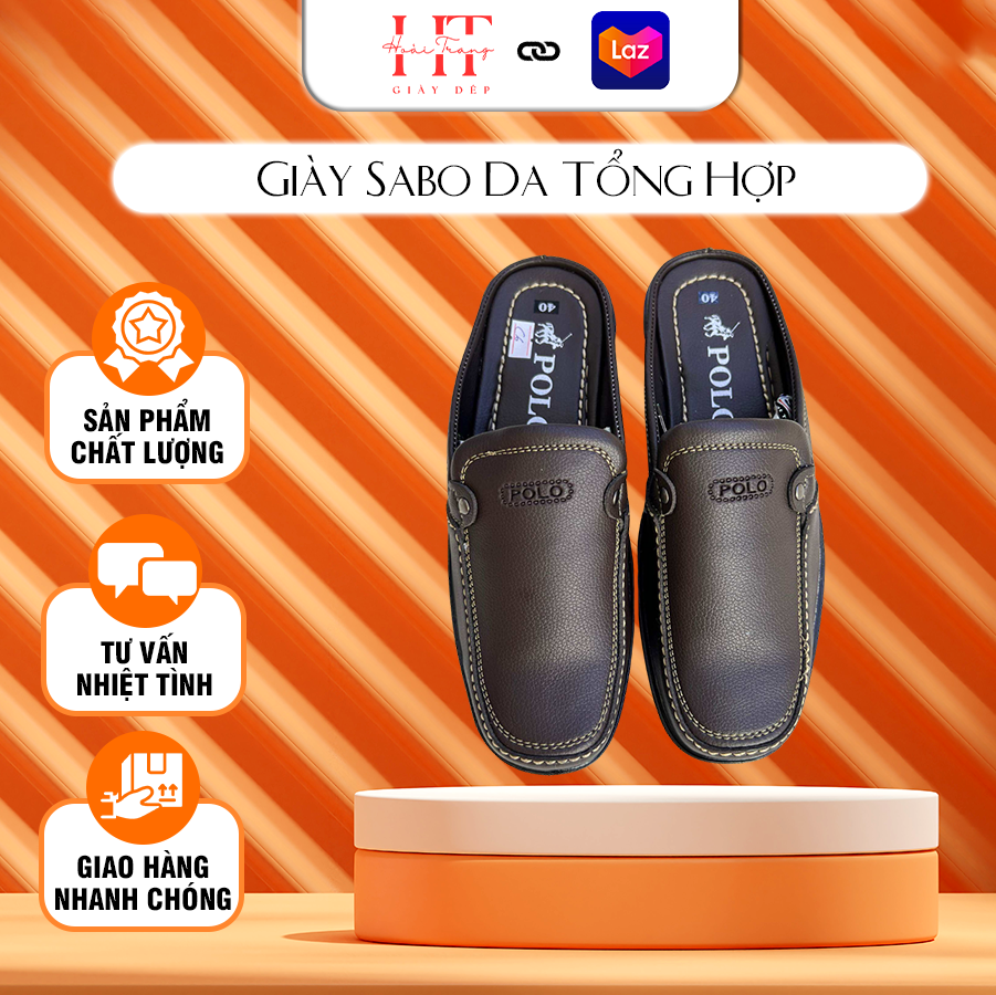 Giày Sục Nam Giày Dép Hoài Trang - Giày Sabo Da Tổng Hợp Được May Đế Đi Làm Công Sở, Đi Chơi