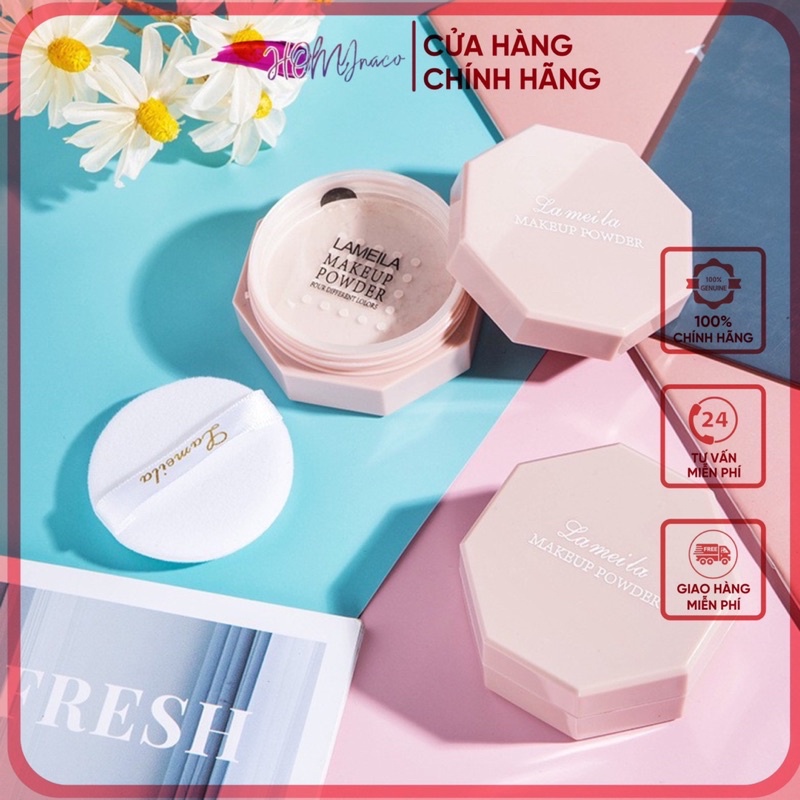 Phấn phủ kiềm dầu hình lục giác màu hồng - dưỡng mịn da dạng bột lameila 5052