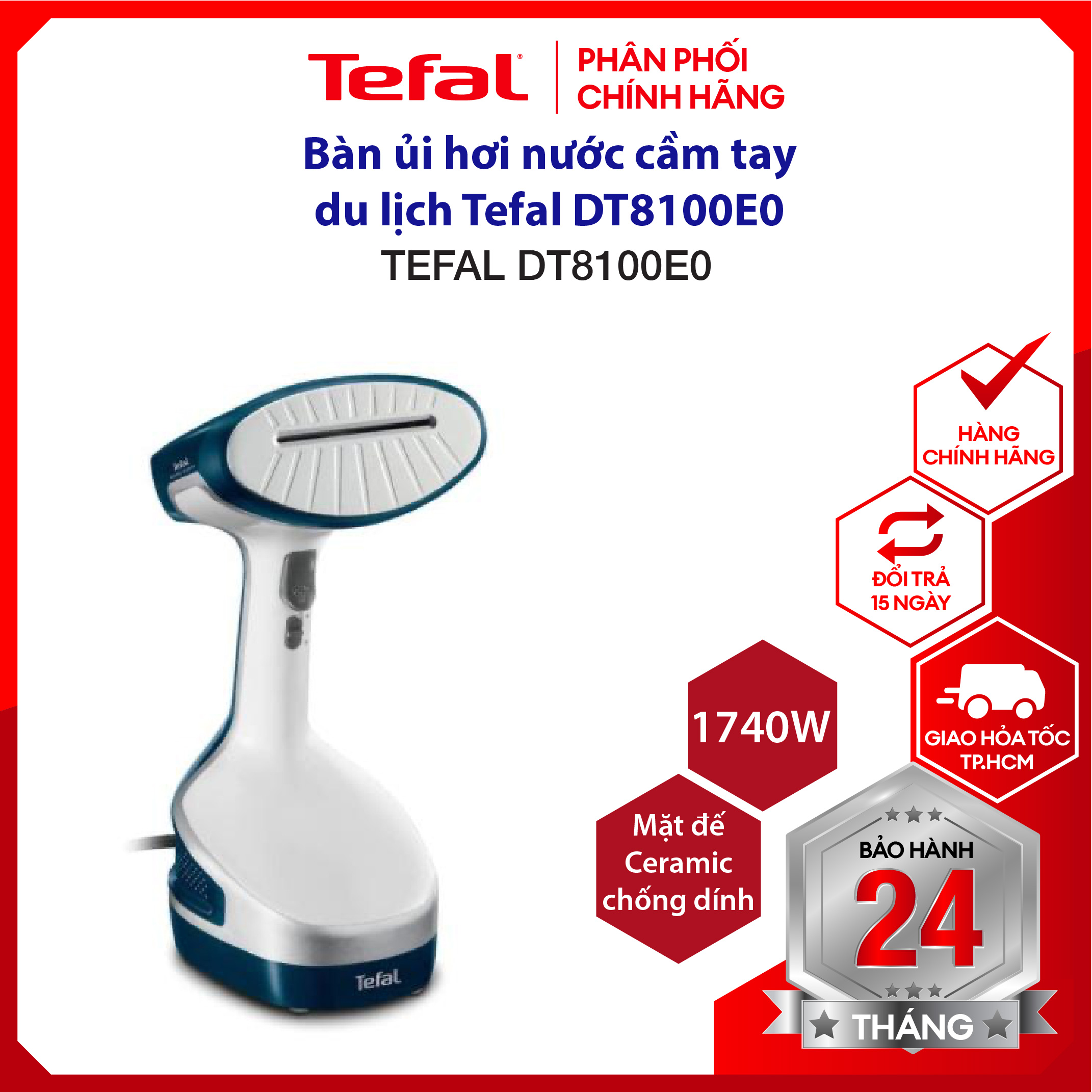 |HỎA TỐC 2H| Bàn ủi hơi nước cầm tay, bàn là hơi nước Tefal DT8100E0 - công suất mạnh 1600W -phun nhanh và mạnh, tự động tắt,  bảo hành 2 năm