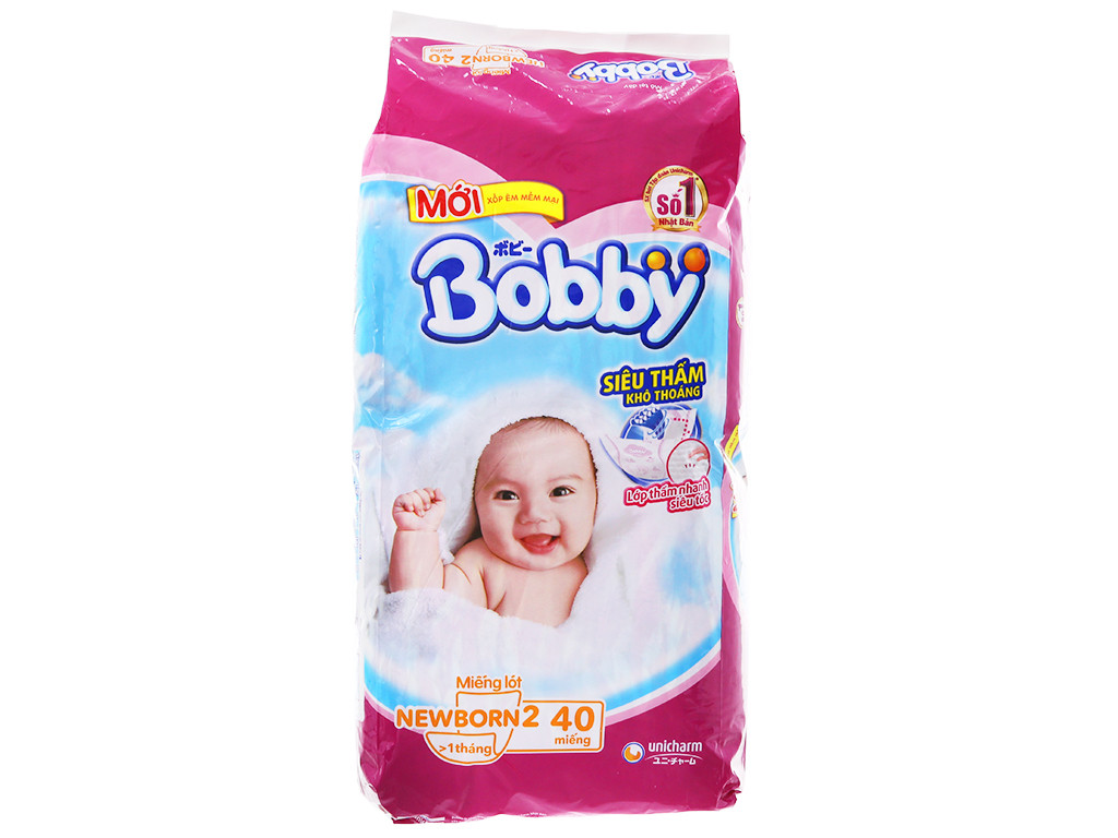 Miếng lót sơ sinh bobby size nb2 40 miếng - mlssbbnb240m