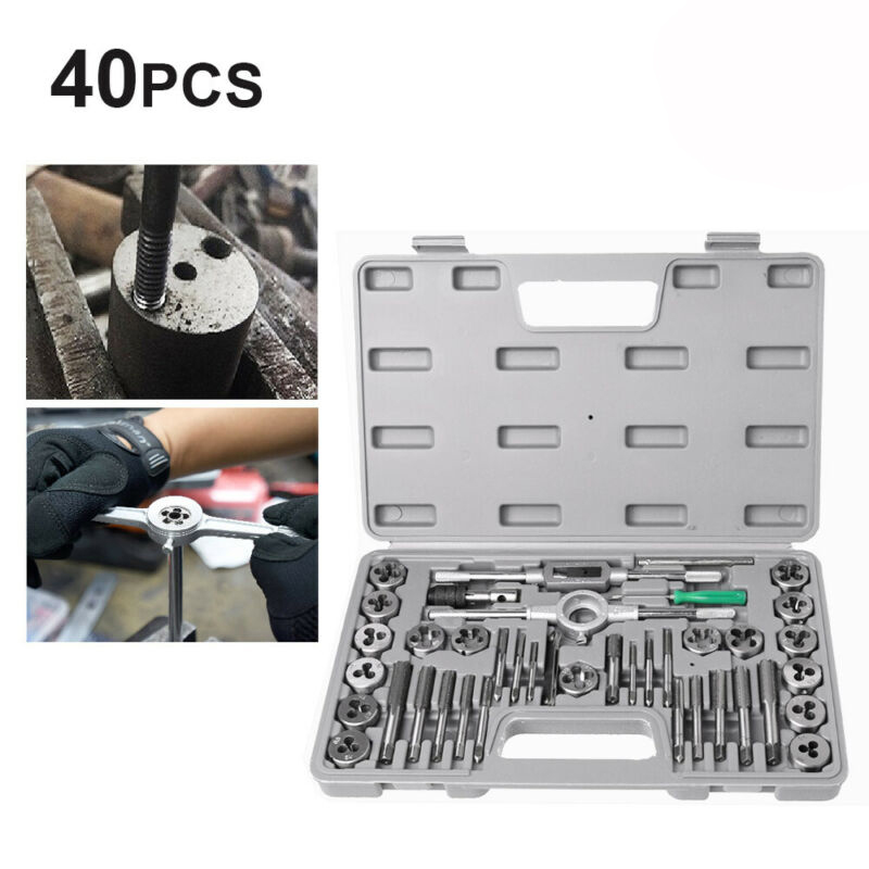 Taro tạo ren trong - ren ngoài 40 món thép hợp kim cứng, độ bền cao, tay quay taro tạo ren trong ngoài, bộ tarô tạo ren