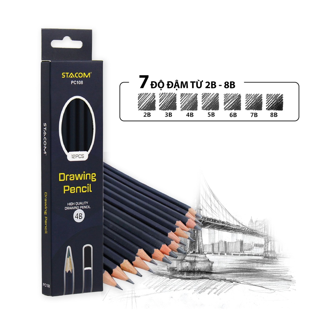 1 cây bút chì gỗ kỹ thuật stacom pc108