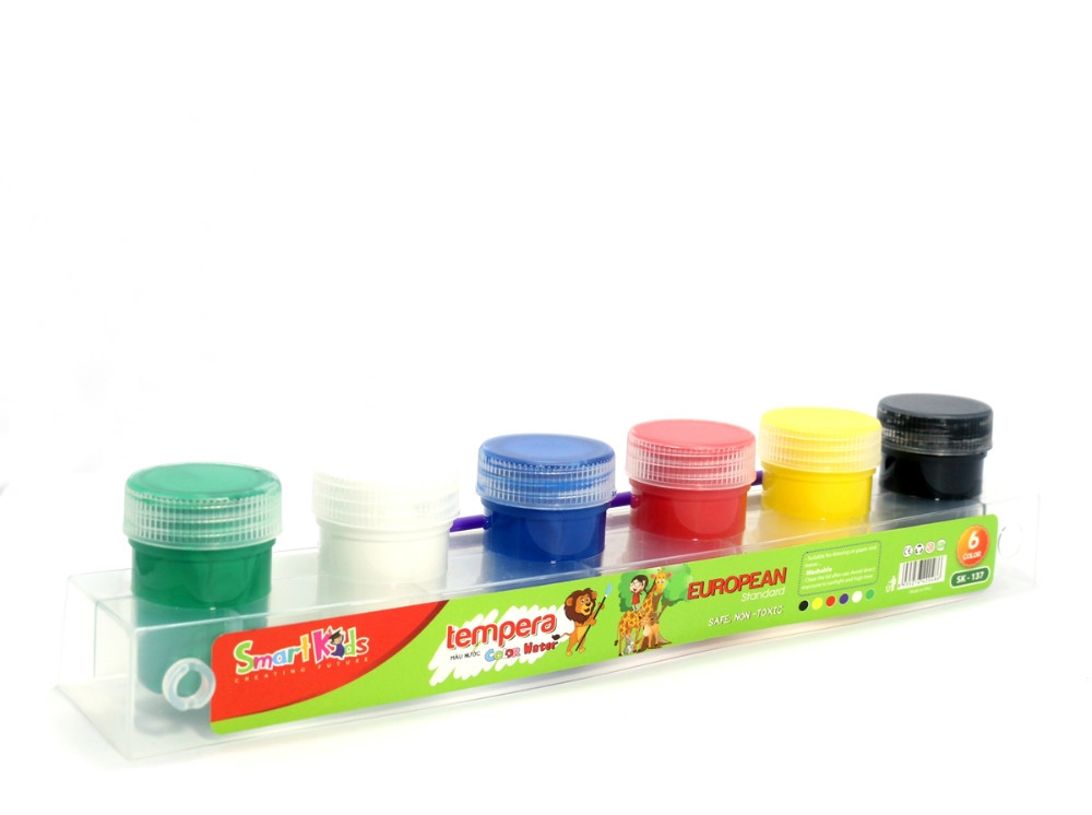 Màu nước tempera 6 màu, 20 gram / màu kèm cọ sk-137