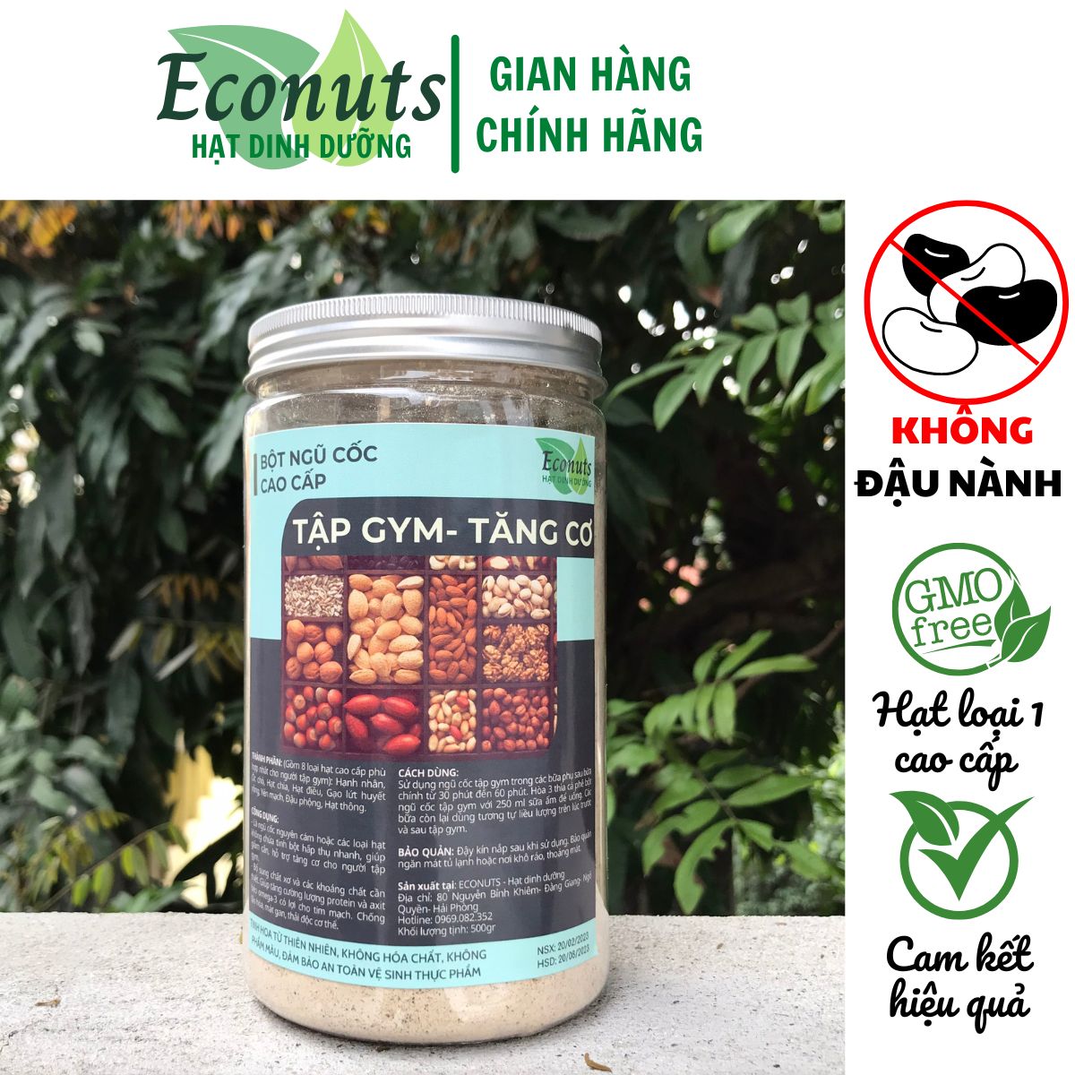 Bột ngũ cốc tập gym tăng cơ  cao cấp ECONUTS 8 loại hạt dinh dưỡng 100% hữu cơ