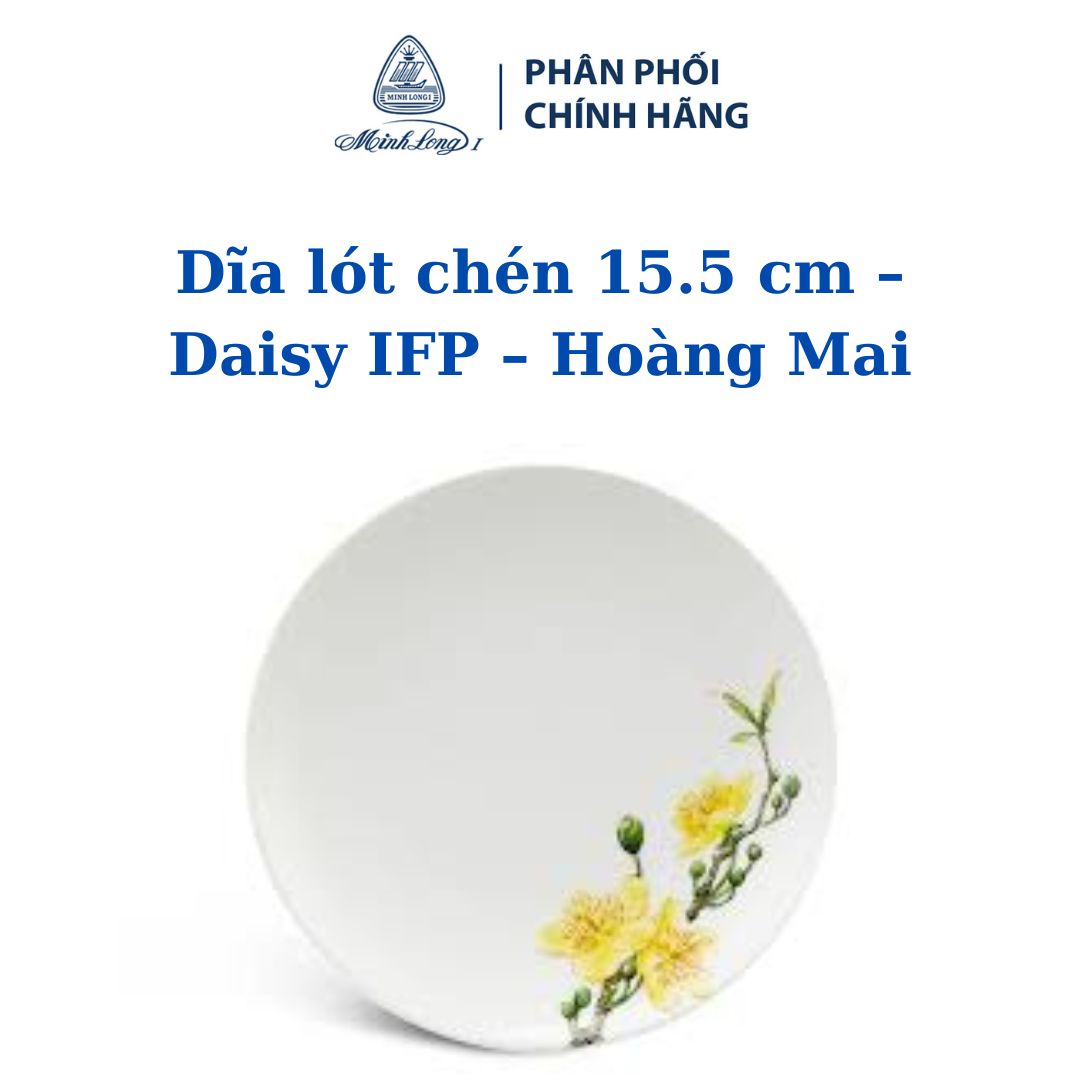 Dĩa lót chén 15.5 cm – daisy ifp – hoàng mai - gốm sứ minh long cao cấp