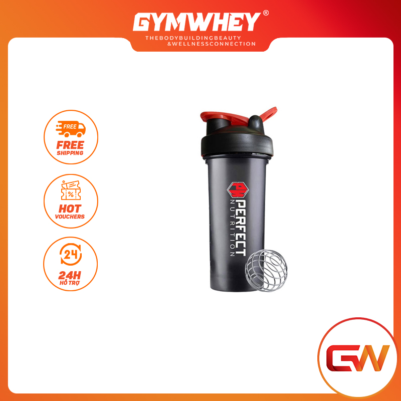 Shaker Perfect Nutrition Bình Nước Thể Thao Năng Động Tiện Lợi 1L - Nhựa Đen
