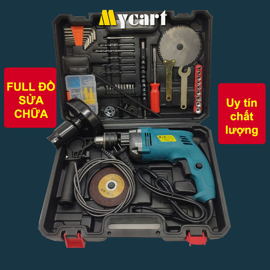 Bộ máy khoan đa năng, Bộ máy khoan gia đình, Bộ máy khoan sửa chữa FULL Phụ kiện công suất 2000W - Màu Xanh