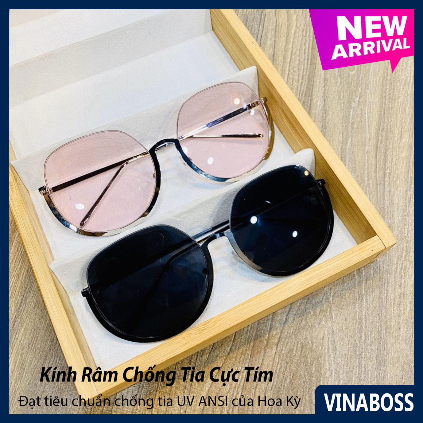 [ BẢO HÀNH 12 THÁNG] Mắt kính thời trang nữ chống tia UV cao cấp VNDR9092 - Kính mát kiểu nửa gọng độc đáo hiếm lạ - Tặng kèm hộp + Khăn lau