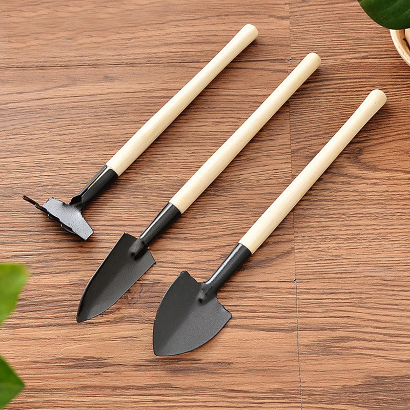 Bộ dụng cụ làm vườn mini 3 món cán gỗ