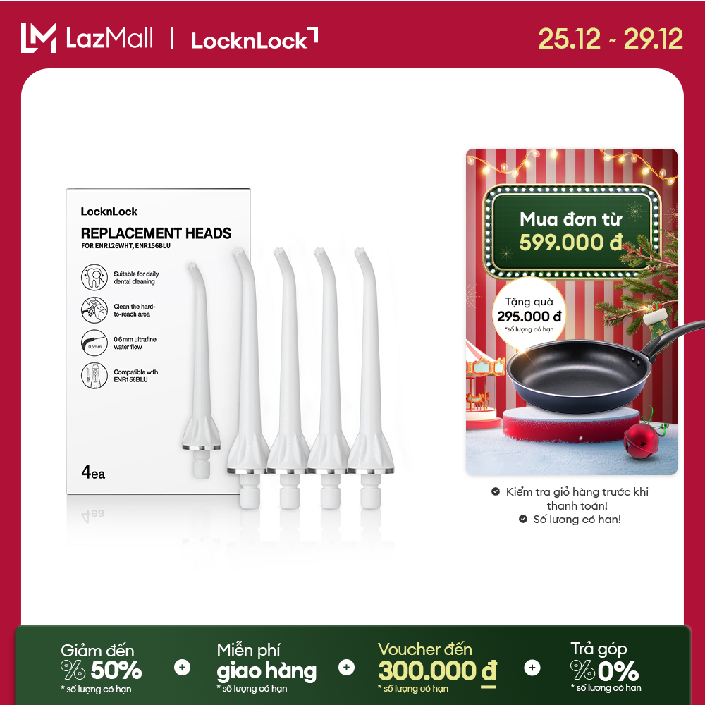  ENR126WHT_RB -Bộ 4 đầu tăm nước thay thế LocknLock - Tương thích với 2 dòng máy tăm nước ENR126WHT và ENR156BLU 