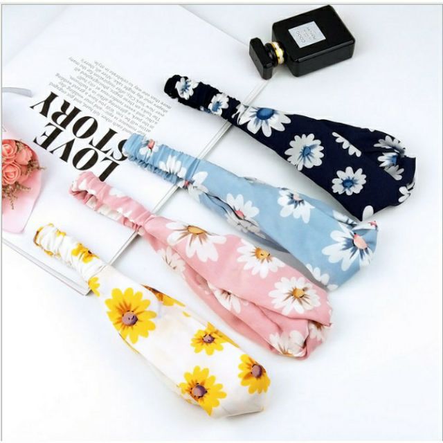 [HCM]Phụ kiện tóc băng đô turban nữ hoa cúc  thời trang hàn quốc dễ thương