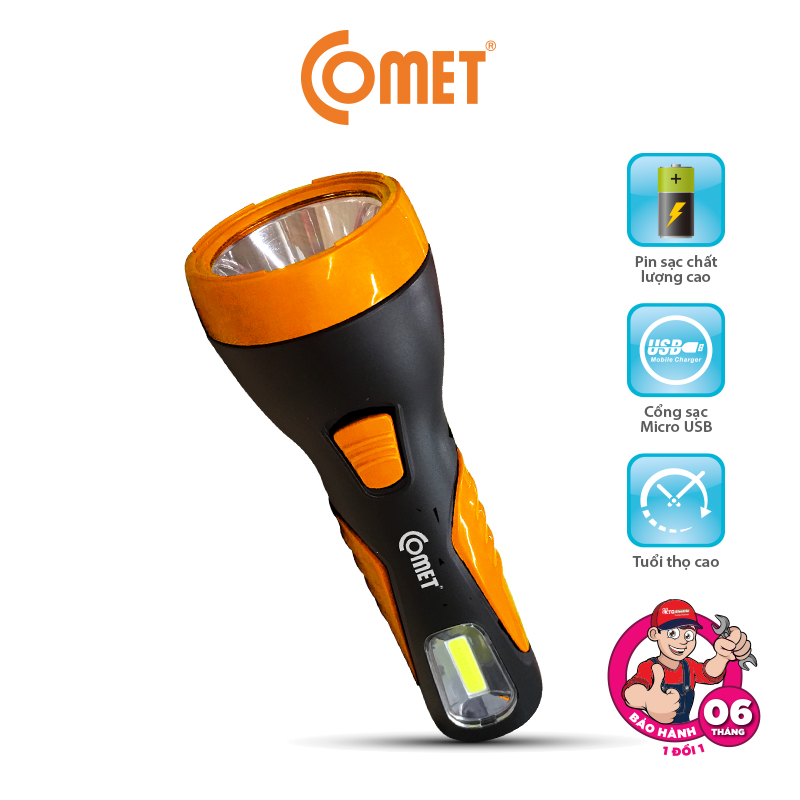 Đèn pin sạc led comet crt254 2w đa năng - hàng chính hãng