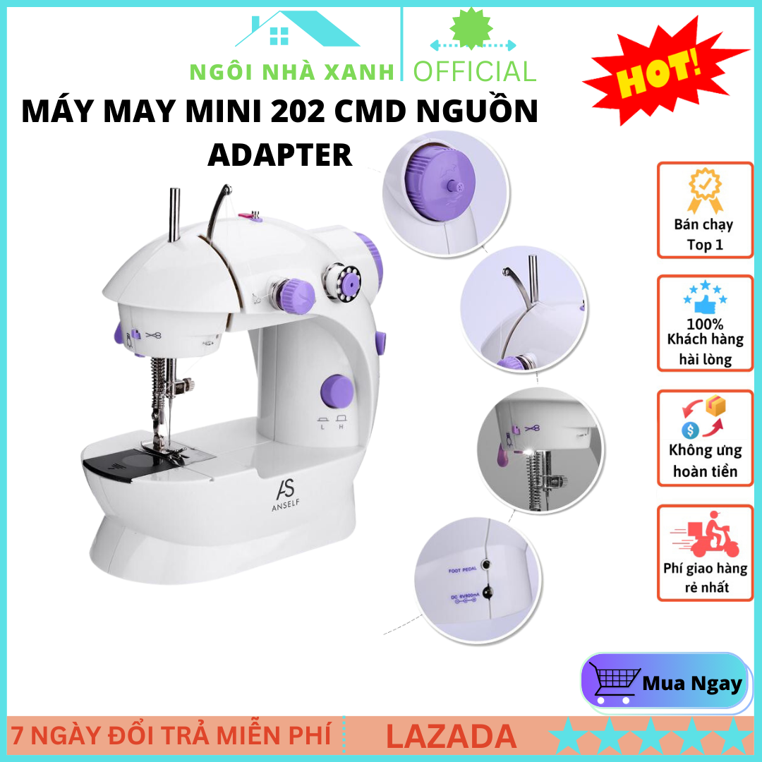 Máy may mini gia đình, Máy may Mini 202 CMD nguồn adapter, máy khâu mini gia đình, máy may mini gia đình đa năng tiện lợi và tiết kiệm phù hợp với mọi gia đình