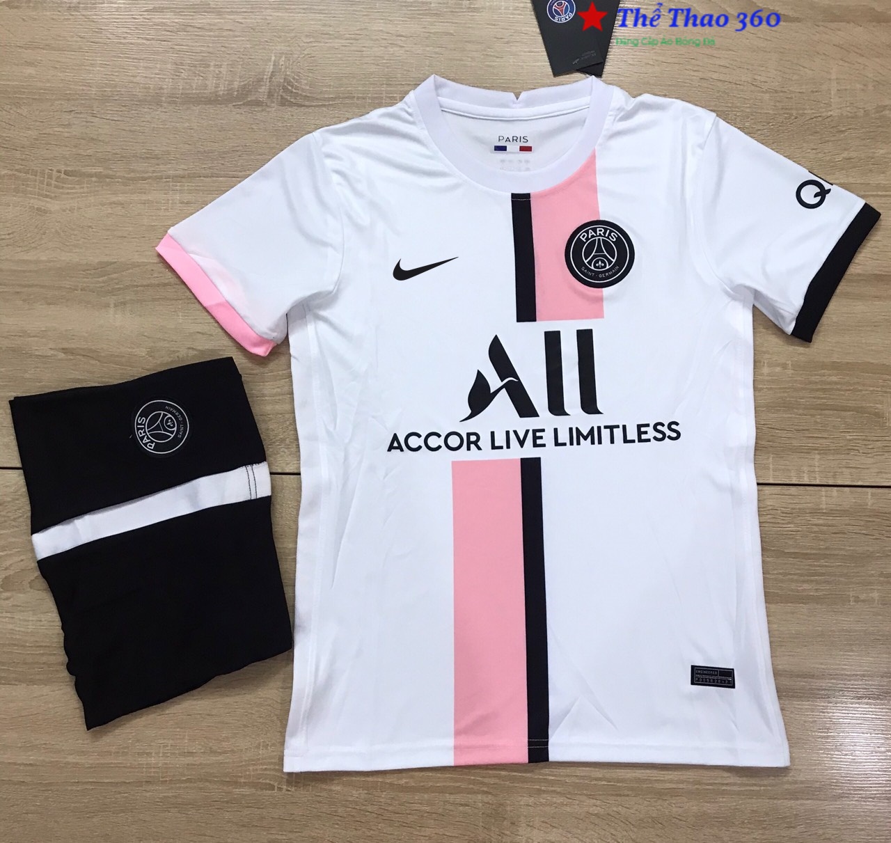 Áo Bóng Đá Câu Lạc Bộ- PSG - Paris Saint-Germain- Chất Polyeste -Màu Trắng Hông 2022- Hàng Thái Lan